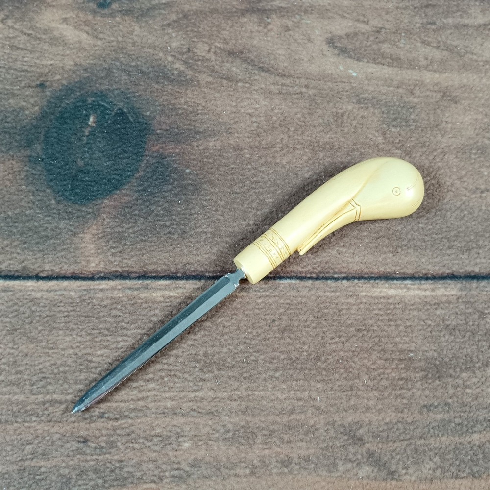 Vintage‎ Letter Opener Faux Bone Handle Desk Decor Bird Design